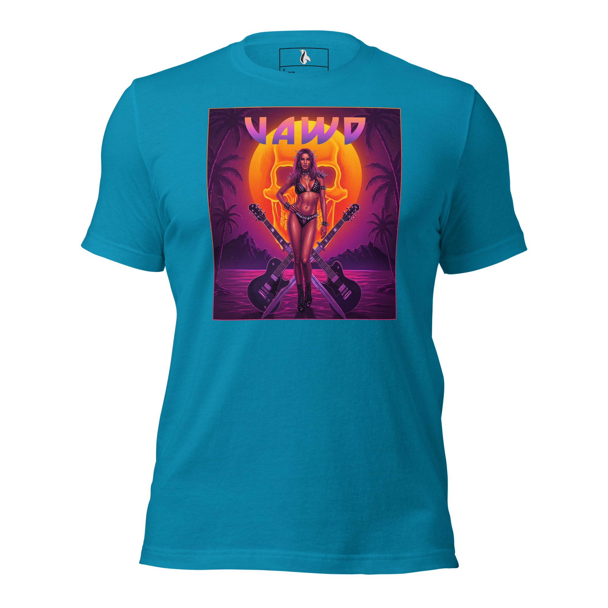 VAWD Retro Hard Rock Glam Tee – Vintage 80s Rock & Roll Sunset Graphic Unisex T-Shirt