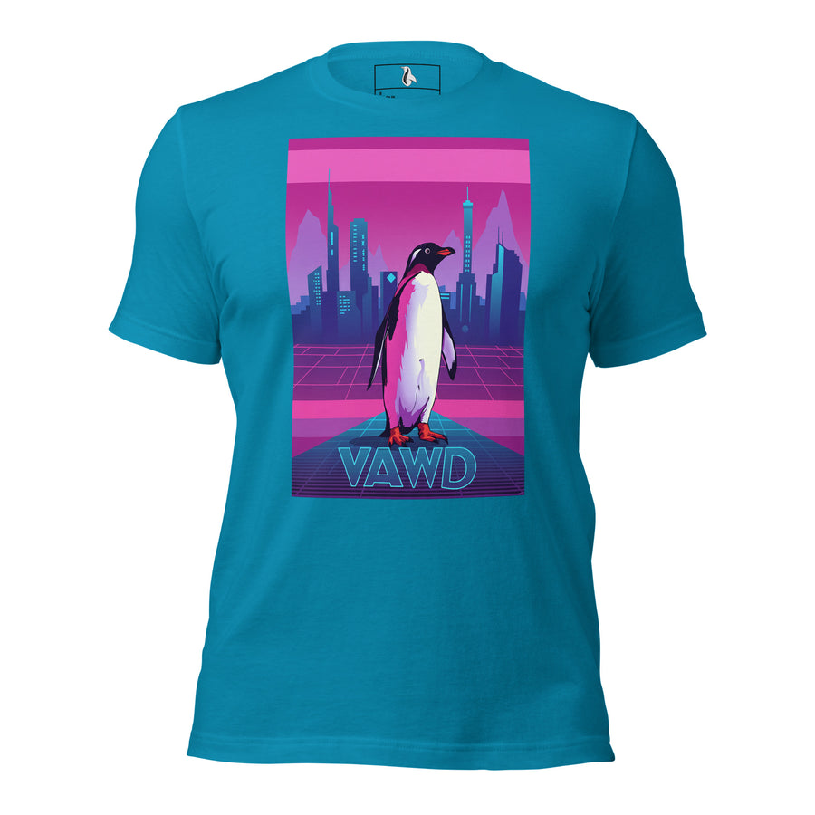 Pink Cyber Penguin T-Shirt – Retro Futuristic T-Shirt