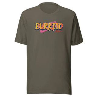 a t - shirt with the word burrito printed on it