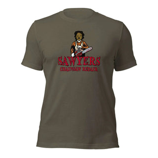 a t - shirt with a picture of a man holding a baseball bat