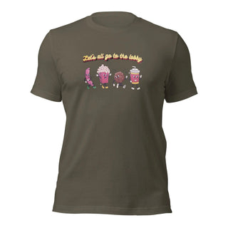 a brown t - shirt with three cartoon characters on it