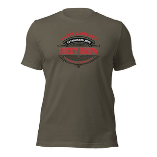 a brown t - shirt with the words lucky brown on it
