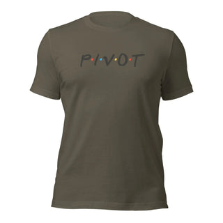 a t - shirt with the word pivot printed on it