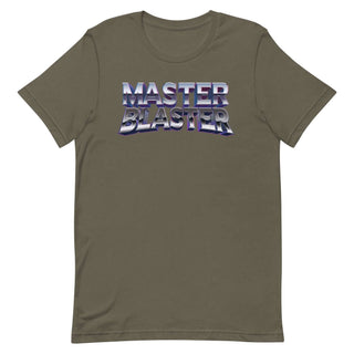 a t - shirt with the words master blaster printed on it