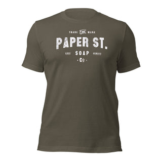 a brown t - shirt that says paper st soap