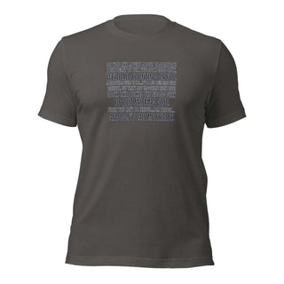 a grey t - shirt with the words in different languages