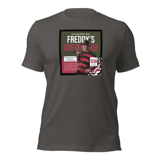 a grey t - shirt with a picture of a man on it