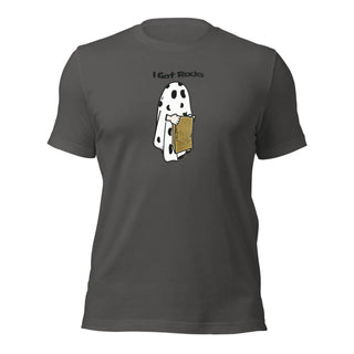 a t - shirt with a picture of a ghost holding a book