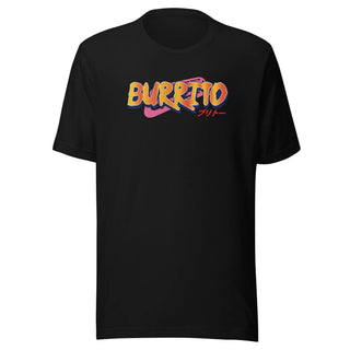 a black t - shirt with the word burrito printed on it