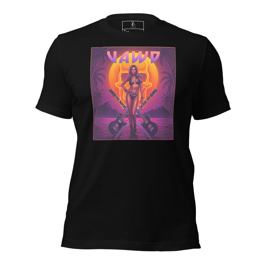 Retro Hard Rock Glam Tee – Vintage 80s Rock & Roll Sunset Graphic Unisex T-Shirt