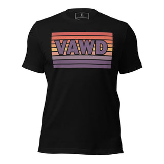 Sunset Stripe Logo Tee – Retro 70s-Inspired Graphic T-Shirt