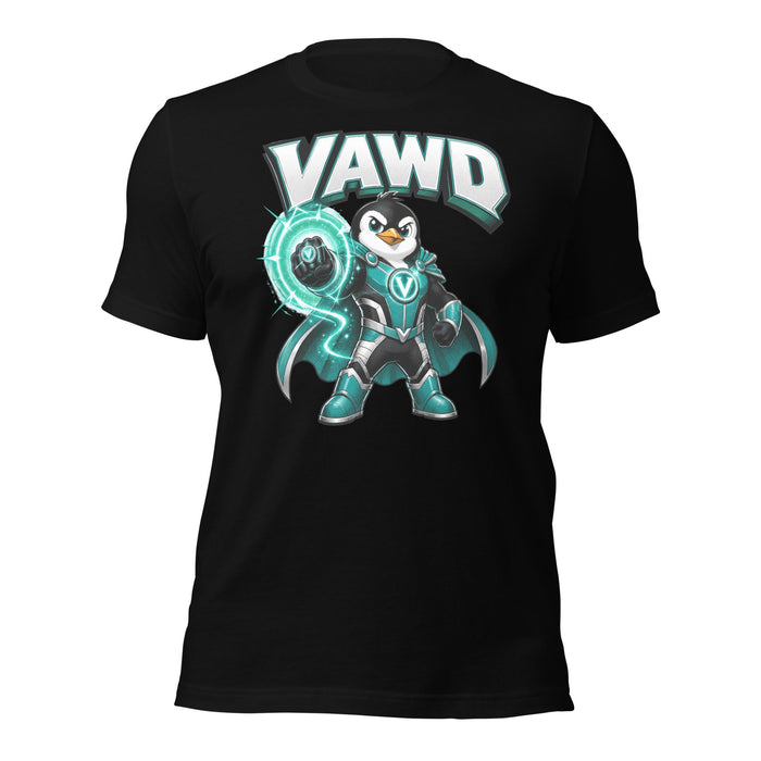 Penguin Superhero T-shirt with Cosmic Design