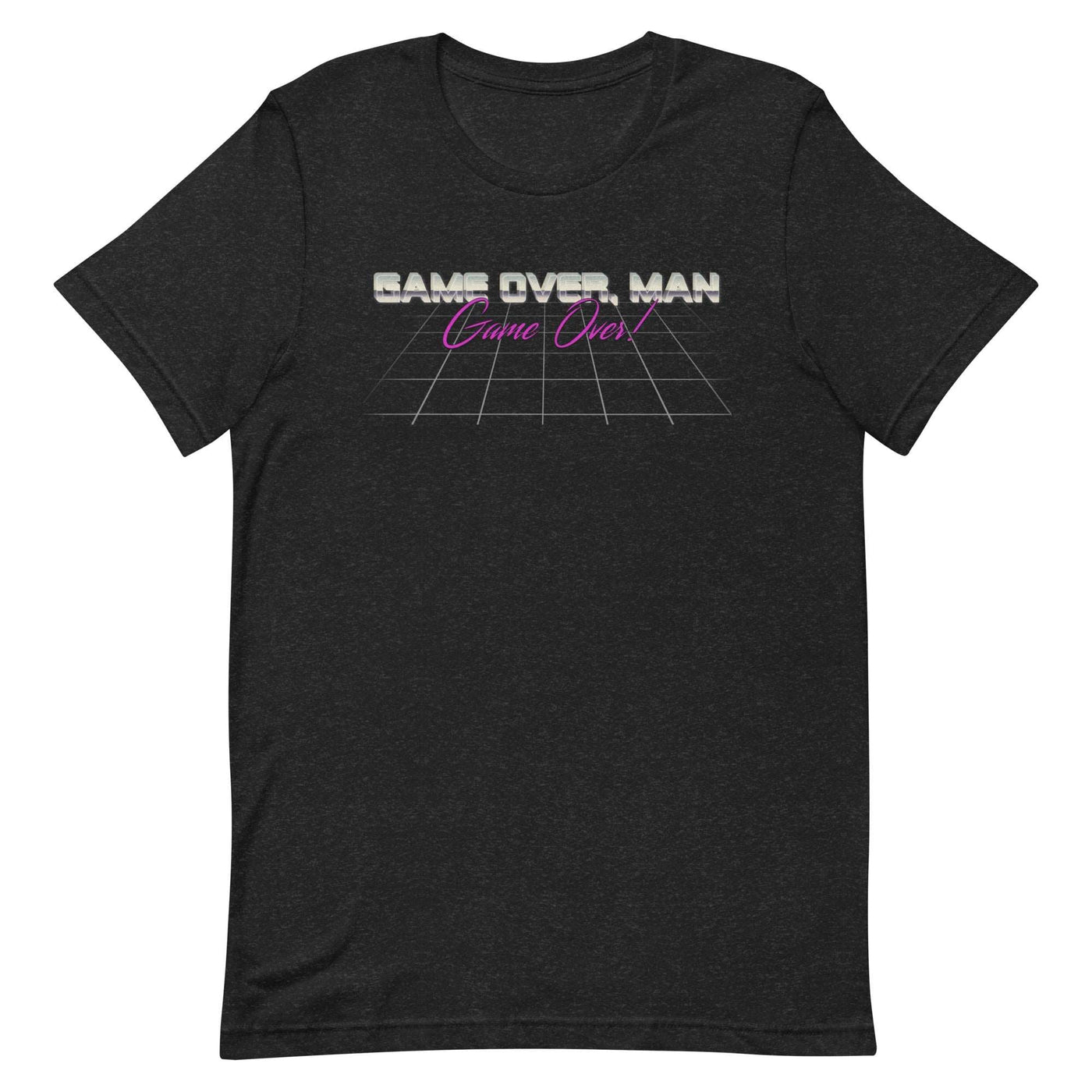 a black t - shirt with the words same over man on it