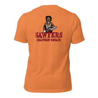 Sawyers Chainsaw Repair  Unisex t-shirt (BACK)