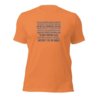 an orange t - shirt with a poem written on it