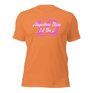 an orange t - shirt with the number forty on it