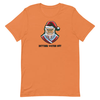 an orange t - shirt with a santa clause on it