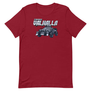 a red t - shirt with an image of a car on it