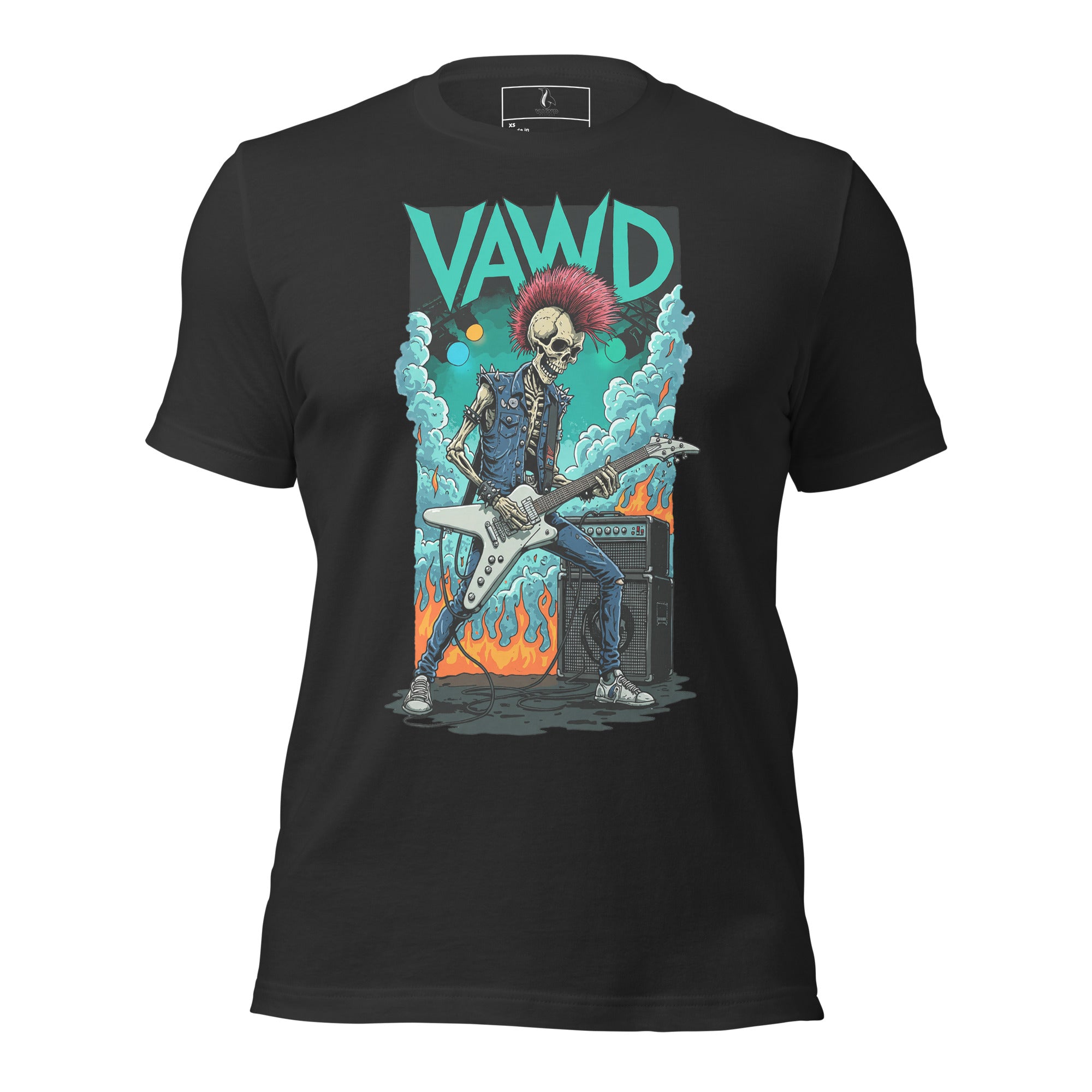 VAWDesigns Punk Rock Skeleton Guitarist Unisex t-shirt