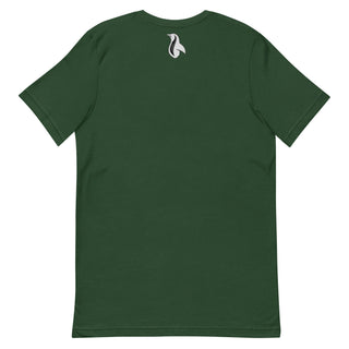 a green t - shirt with a white bird on it