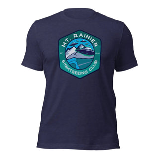 a navy t - shirt with a picture of a mountain and the words mt rain