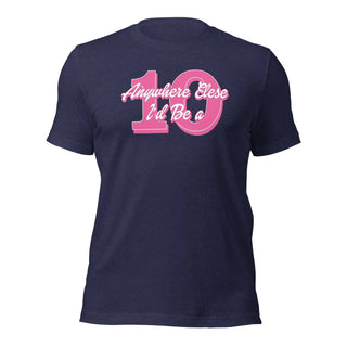 a blue t - shirt with pink lettering that says,'i'm in
