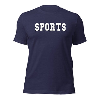 a t - shirt with the word sports printed on it