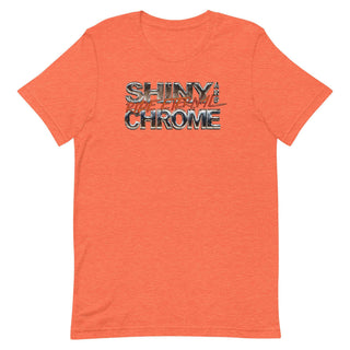an orange shirt with the words shiny chrome on it