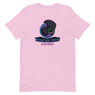 a pink t - shirt with an image of an alien head and the words x