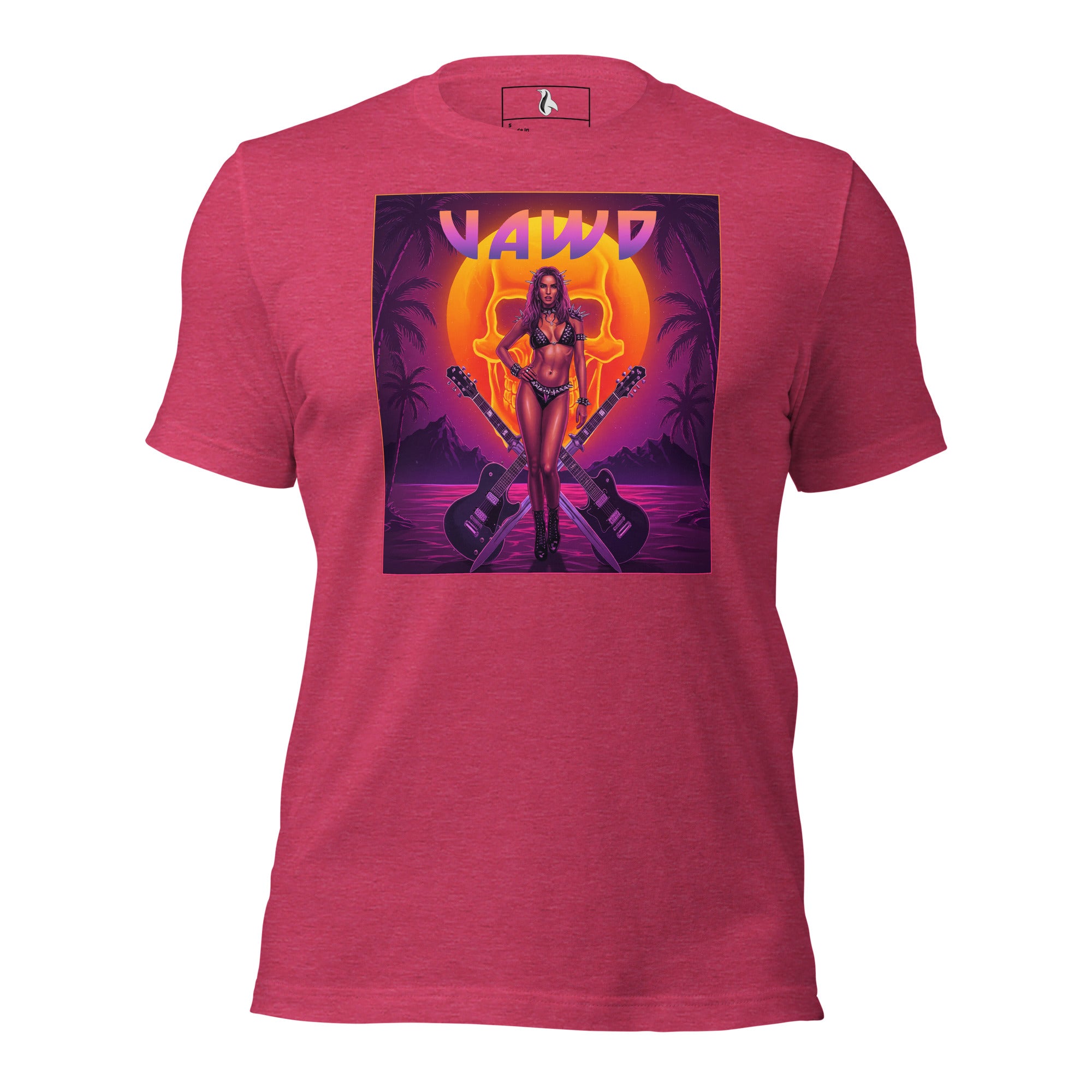 VAWD Retro Hard Rock Glam Tee – Vintage 80s Rock & Roll Sunset Graphic Unisex T-Shirt