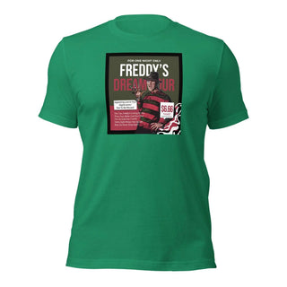 a green t - shirt with a picture of a man's face
