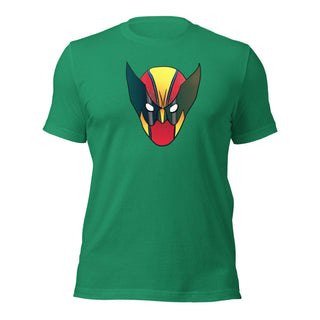 a green t - shirt with an image of a demon's head