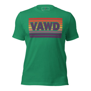 Sunset Stripe Logo Tee – Retro 70s-Inspired Graphic T-Shirt