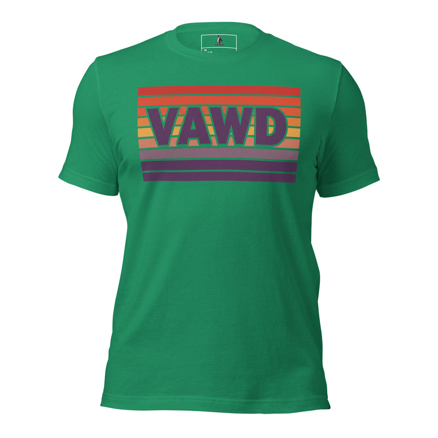 Sunset Stripe Logo Tee – Retro 70s-Inspired Graphic T-Shirt
