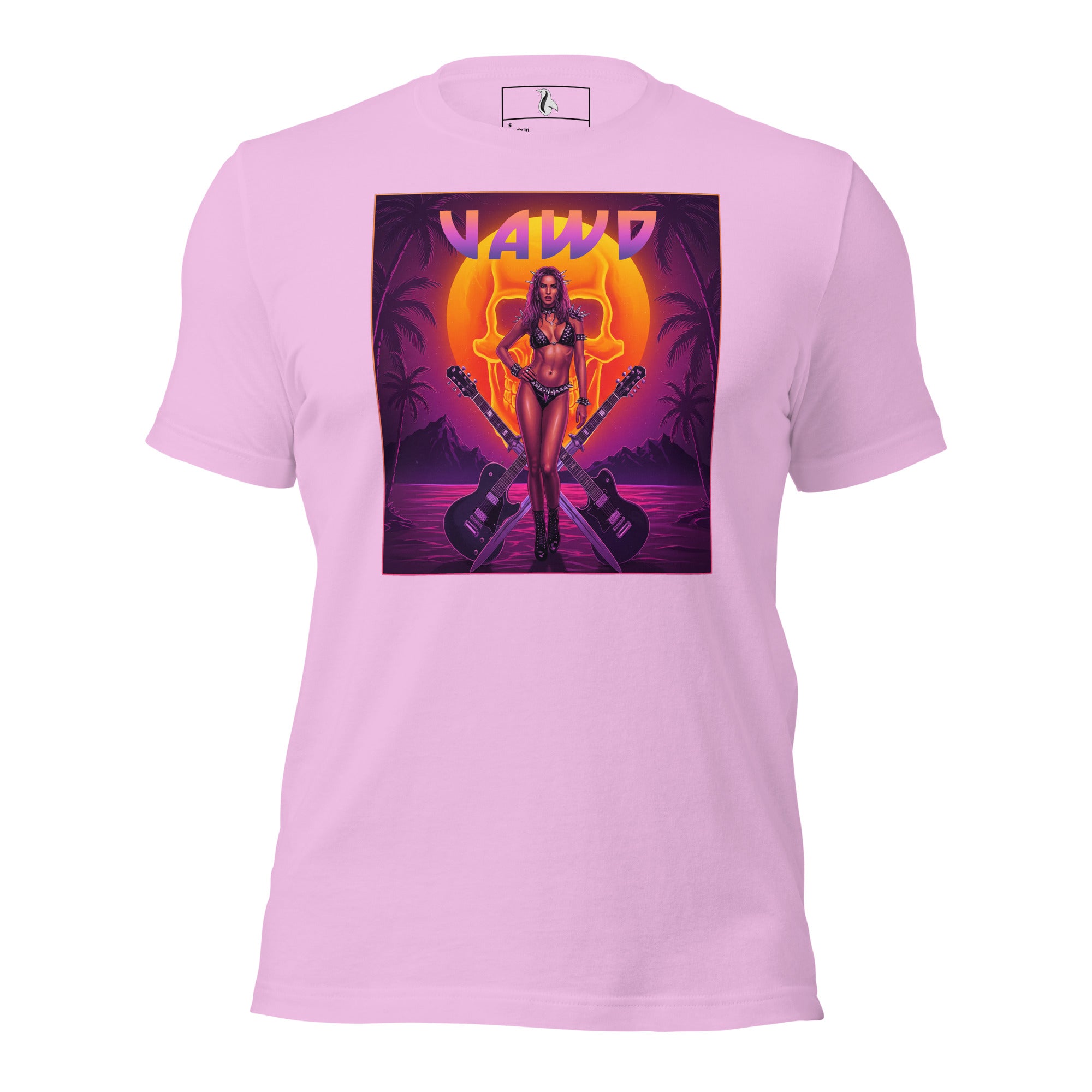 VAWD Retro Hard Rock Glam Tee – Vintage 80s Rock & Roll Sunset Graphic Unisex T-Shirt