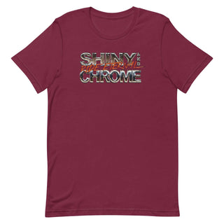 a red shirt with the words shiny chrome on it