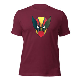 a red t - shirt with a demon face on it