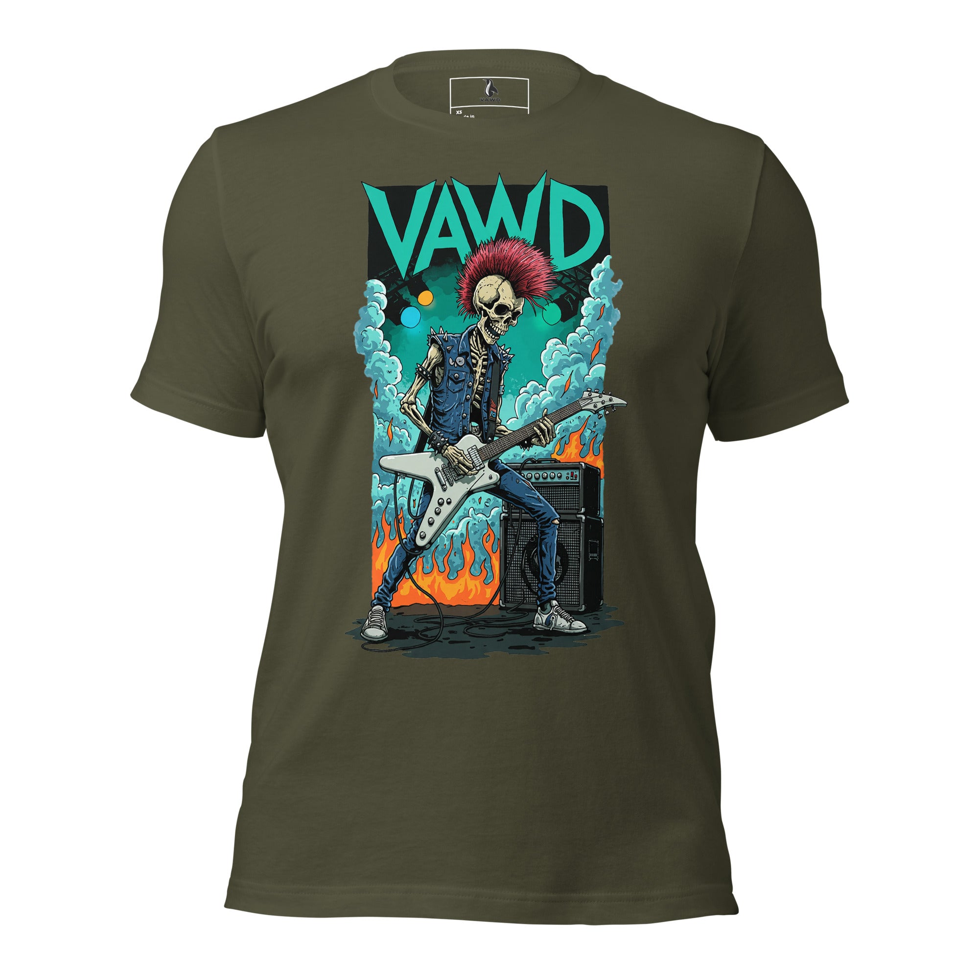 VAWDesigns Punk Rock Skeleton Guitarist Unisex t-shirt