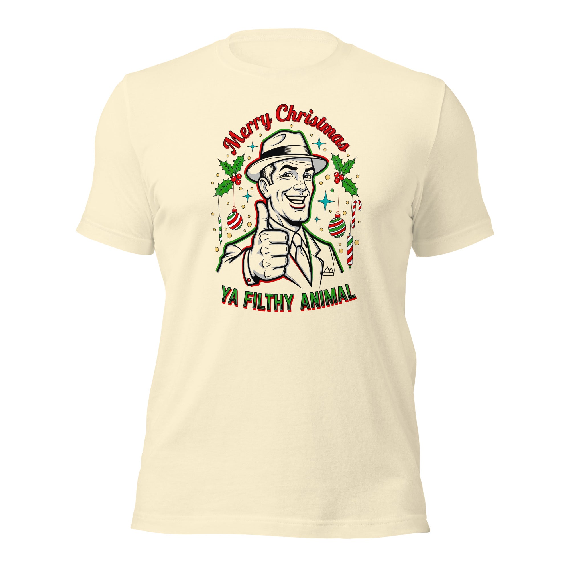 Merry Christmas Ya Filthy Animal – Retro Mobster Christmas Unisex t-shirt