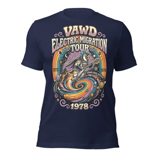VAWD Electric Migration Tour Retro Penguin Graphic T-Shirt