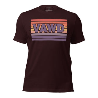 Sunset Stripe Logo Tee – Retro 70s-Inspired Graphic T-Shirt