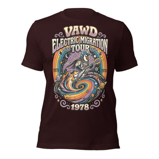 VAWD Electric Migration Tour Retro Penguin Graphic T-Shirt