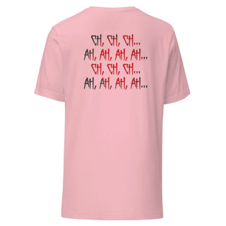 a pink t - shirt with the words ha ha ha ha ha ha ha ha