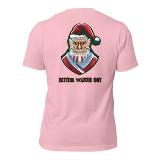 a pink shirt with a santa clause on it