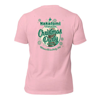 the back of a pink shirt with a christmas message on it