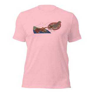 a pink t - shirt with a picture of a butterfly