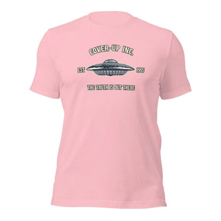 a pink t - shirt with an image of a flying saucer