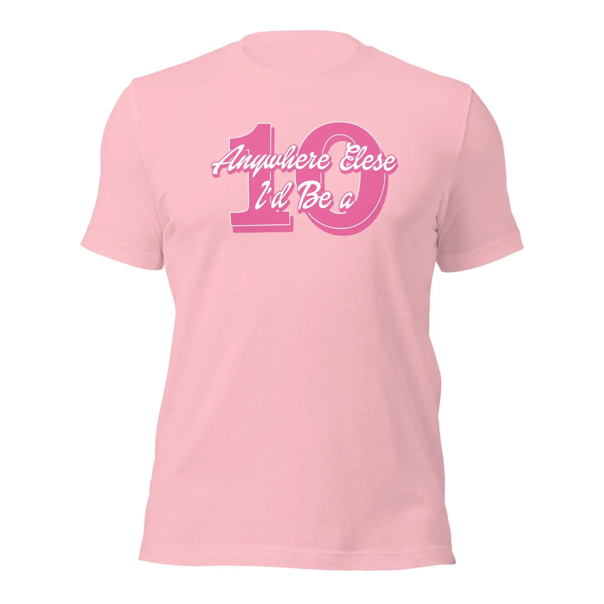 a pink t - shirt with the number ten on it