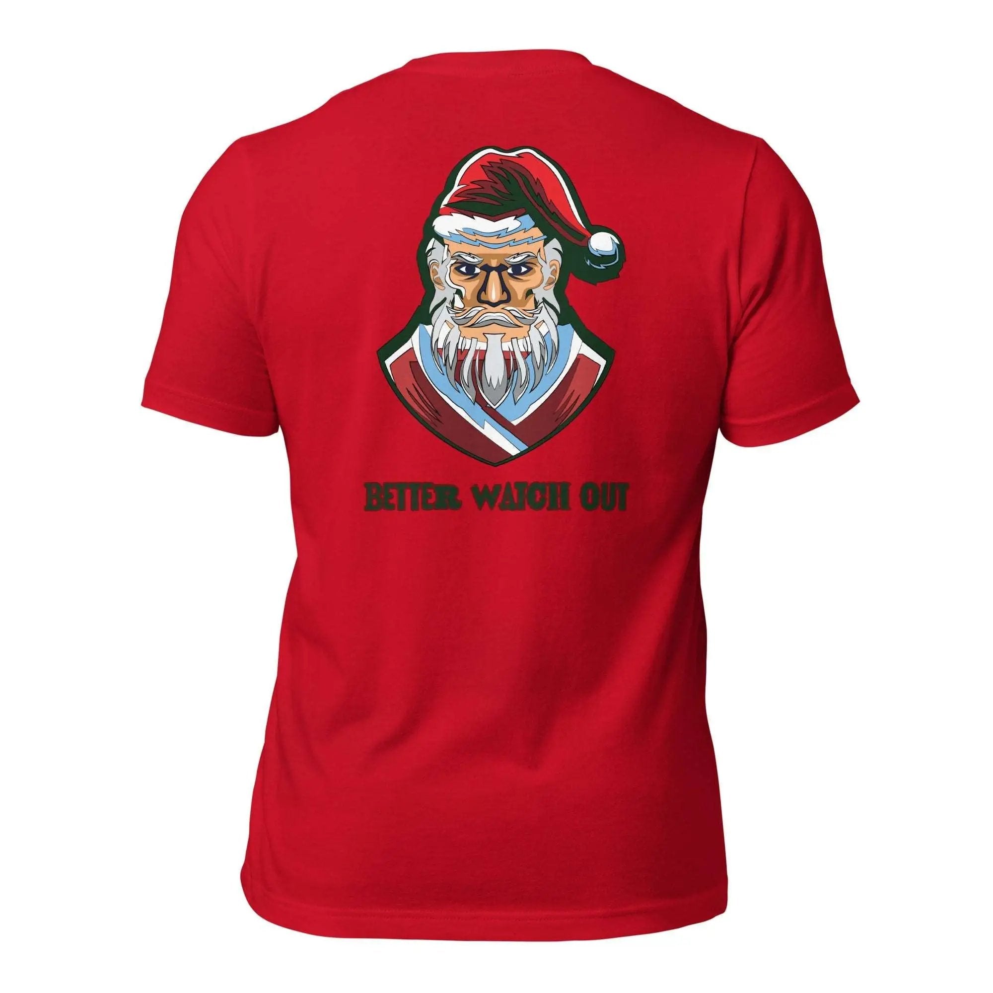 a red shirt with a santa clause on it