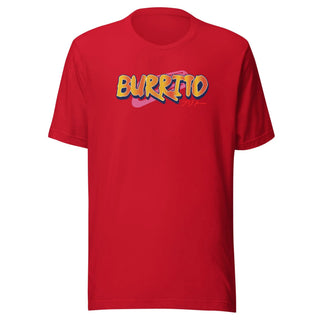 a red shirt with the word burrito printed on it